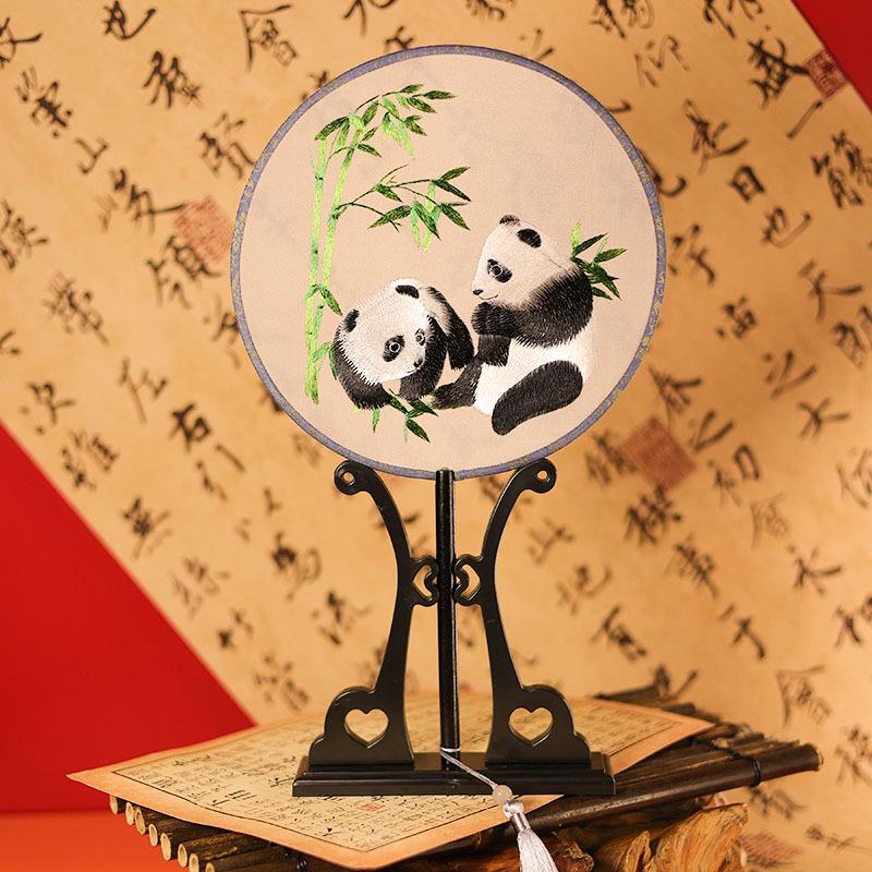 Double-sided Embroidered Round Fan: Ancient Style Suzhou Hanfu Dance Accessory
