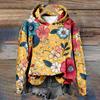 Women's Floral Hoodie Hipster Winter Pullover Harajuku Loose-Fit Casual Sweatshirt Cozy Fleece-Lined Jacket Casual Streetwear