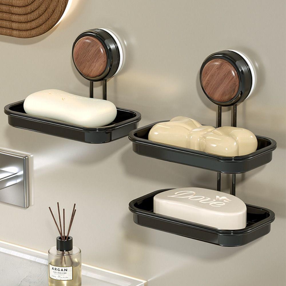 Detachable Suction Cup Soap Dish Non-Slip Wall Mounted Soap Rack No-Drill Soap Drain Box  Hotel