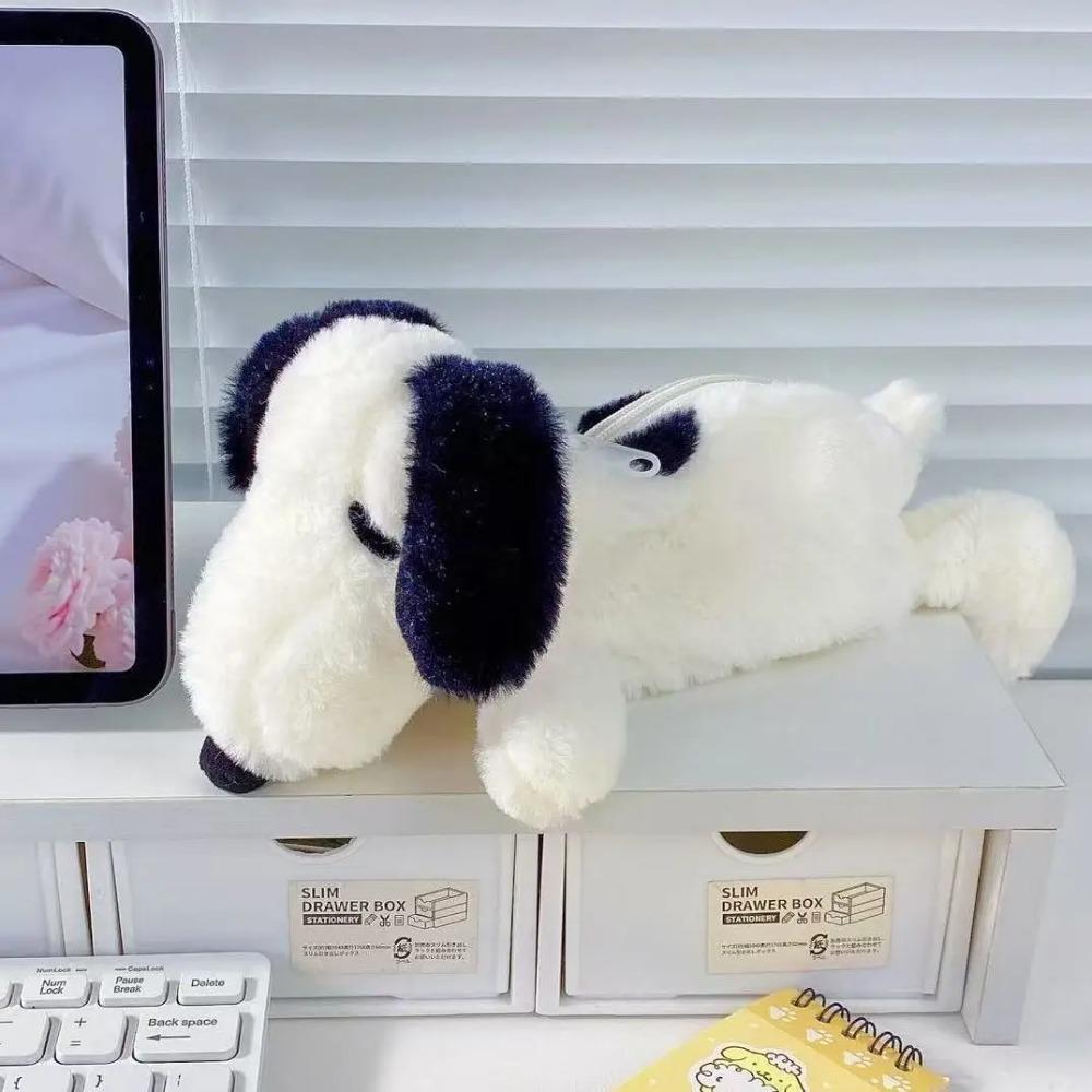 Snoopy Plush Pencil Case Cute Cartoon Pouch Large Capacity Soft Stuffed Animal Stationery Bag for School Girls Kawaii Gift Idea