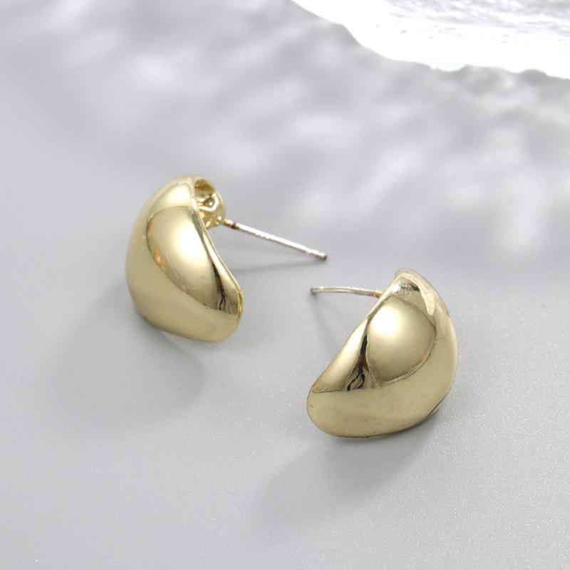 Simple Pea Shaped Alloy Silver Gold Color Drop Earrings For Women Korean Fashion Jewelry Party Girls Unusual Accessory