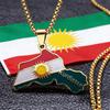 Kurdistan Region Map Necklace for Women Men Chains Stainless Steel Kurdish Flag Map Pendants Necklace Jewelry Collar N6212S01