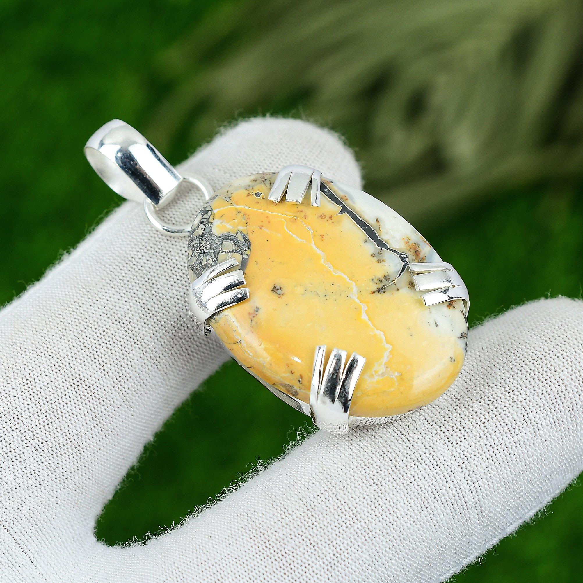 

Natural Maligano Jasper Gemstone Pendant 925 Sterling Silver Indian Jewelry