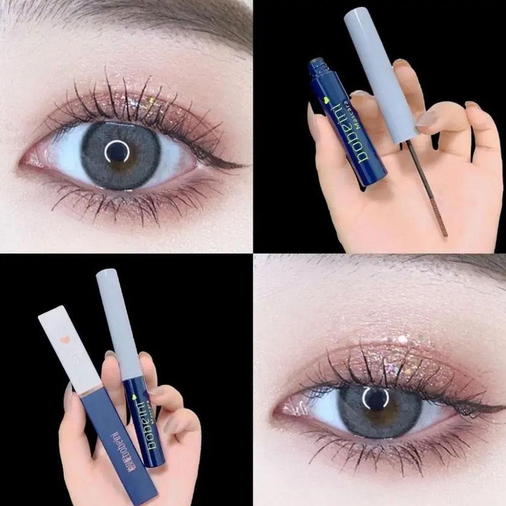 Wasserdichte Mascara Schwarzbraun Geschwungene Wimpern Mascara Kleine Schnelltrocknende Bürste Und Für Anfänger F7M4
