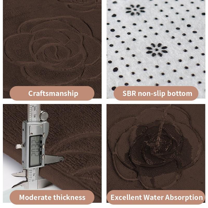 Tappetino da bagno con rose in rilievo Tappetino da bagno antiscivolo nel lavabo Vasca da bagno Tappeto da pavimento laterale Doccia Zerbino Memory Foam 3D Pad