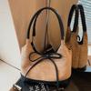 Trend PU Splicing Faux Suede Women Shoulder Bag Autumn Winter Vintage Bow Decor Magnetic Buckle Handbags Casual Underarm Pack