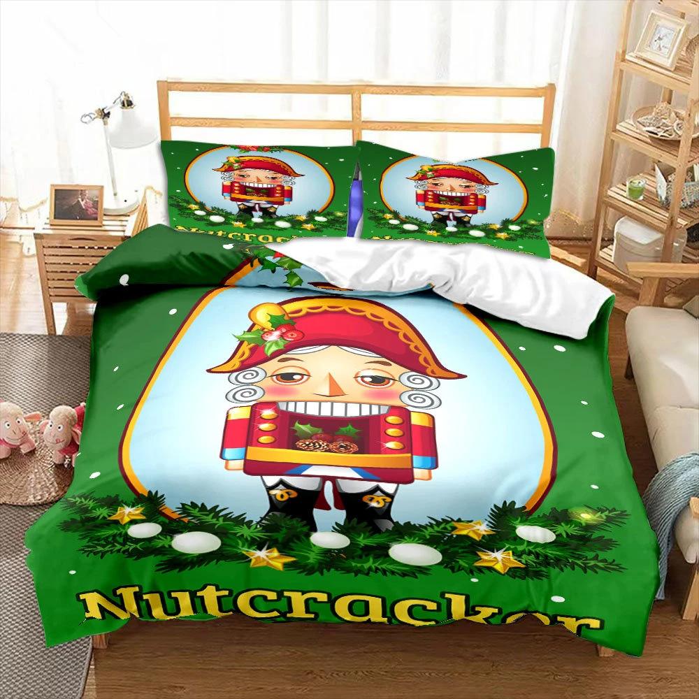 Nutcracker Duvet Set Three-Piece Cartoon Royal Guard Bedding Set Quilt Cover