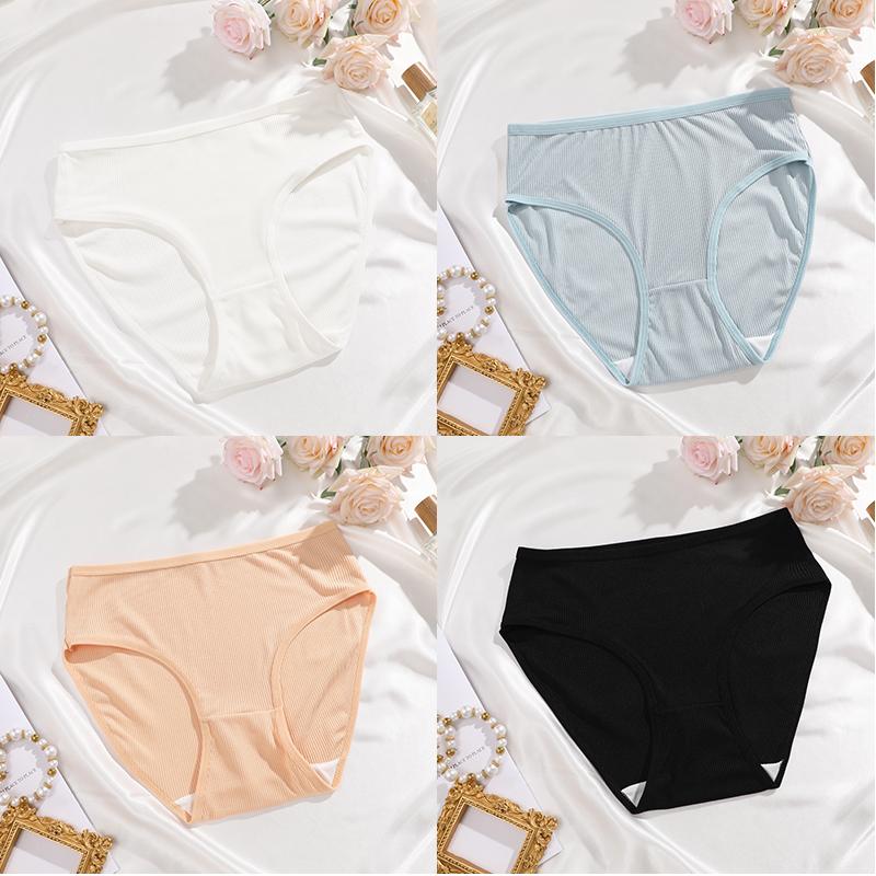 FINETOO 4 Stück/Set Sexy Damen Slips mit mittlerer Taille Sexy Atmungsaktive Unterwäsche Hochelastische Sportslips Mädchen Bequeme Lingerie