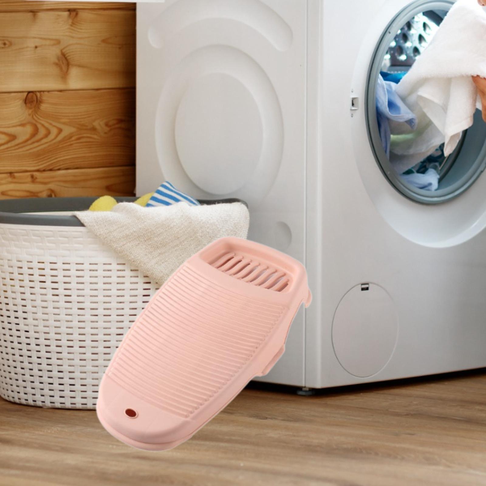 

Wash Board Mini Kneeling Washboard with Soap Holder Stable Portable Versatile рожевий