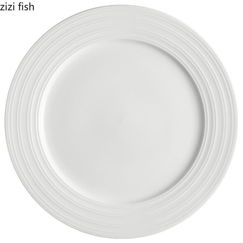 Ceramic White Flat Plate Western Style Steak Plates Pasta Dish Dining Plates Sushi Plate Fruit Bowl Dim Sum Dish Snack Tray