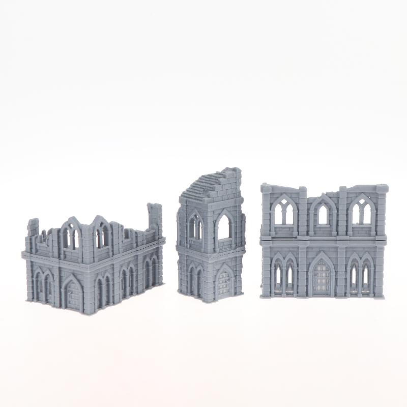 3D Printed Gothic Building Ruins Terrain Scenery Unpainted Mini Building Model Kit For Dnd Wargaming Terrain Scenery Building