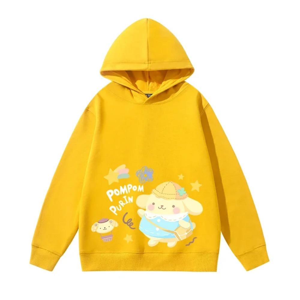 Niedlicher Pompompurin-Print Kinder Kapuzenpullover 2025 Herbst und Winter Kinder Langarm Lockerer Pullover Top Mädchen Niedliche Pulloverjacke