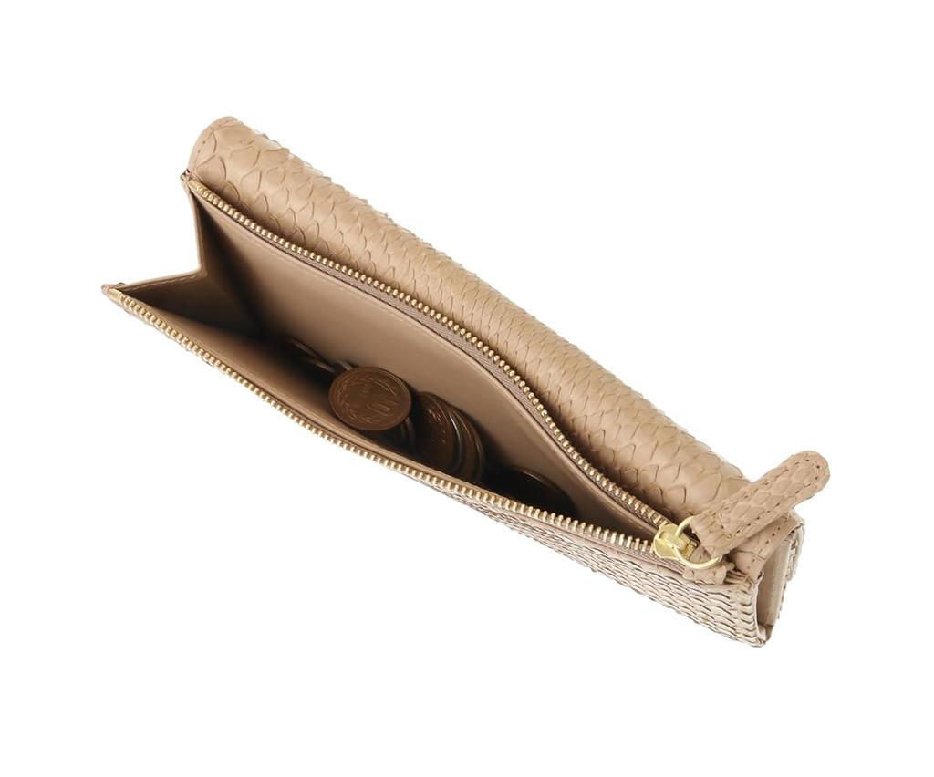 Geldbörse Grau Python Sandbeige [Genten]