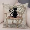 Double Print Cute Elegant Black Cat Cushion Cover Decor Cartoon Animal Pillow Case for Sofa Home Car Soft Plush Throw Pillowcase