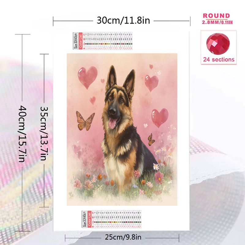 Pink German Shepherd Pattern 3pcs 100% Round Full Drill 5D DIY Diamond Painting Embroidery Cross Stitch Rhinestone Décor