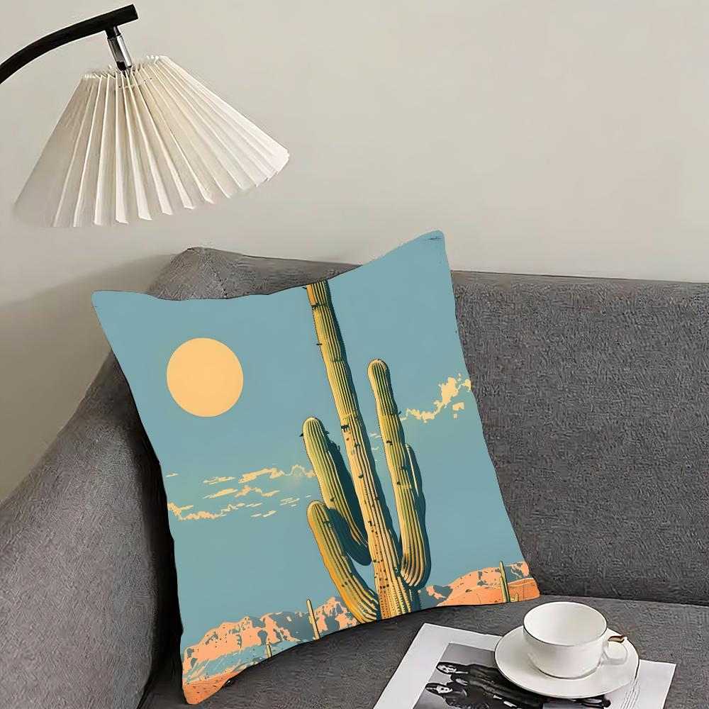 Cactus Fashion Cushion Cover Pillowcase Ultra Soft Skin Friendly Fabric Cloud Like Comfort Concealed Zipper