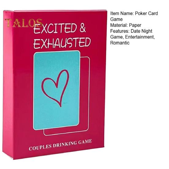 Excited Exhausted Game of Poker Romantic Date Night Ideas Couples Drinking Game 2 Players Adult Party Card Game for Couples