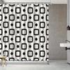 1pc Simple Geometric Patterned Shower Curtain with Hooks, Machine Washable Polyester, Suitable for Bathroom Decor.