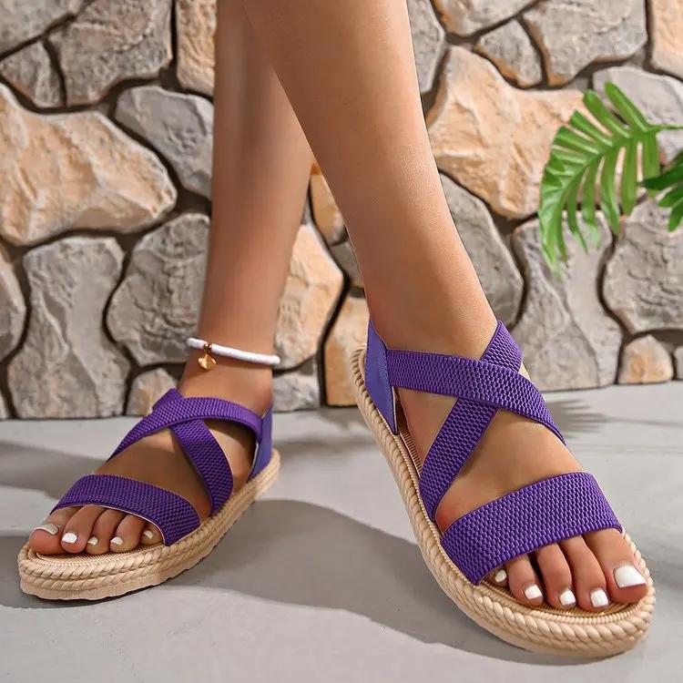 Fashion Women Sandals Summer New Flats Fashion Plus Size 2025 Beach Sandels Outdoor Lightweight Breathable Summer Platform Roman Sandals