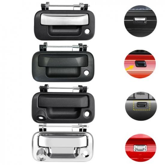 Chrome Black Tailgate Handle For 2004-2016 Lincoln Ford Hole W/Keyhole/Camera
