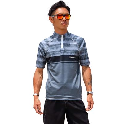 CROSSROAD Men's Half-Zip Short Sleeve Rash Guard, UV Protection, for Marine Sports (Black, Size L) M-20204