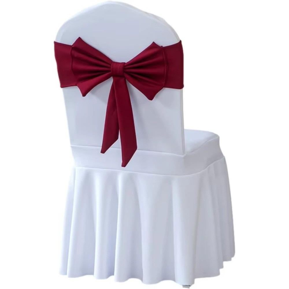 Spandex Chair Sash Ready Made Satin Ribbon Bows Chair Bands  Wedding Banquet Events Decoration