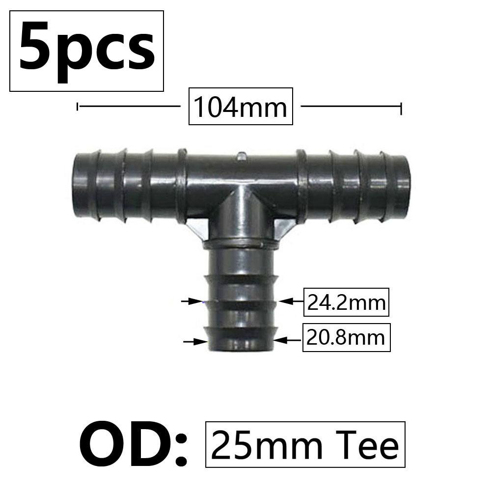 5pcs 16/20/25mm PE Pipe Barb Connector Straight Tee Elbow Plug Garden Water Hose Reducing Splitter Joint Drip Irrigation System