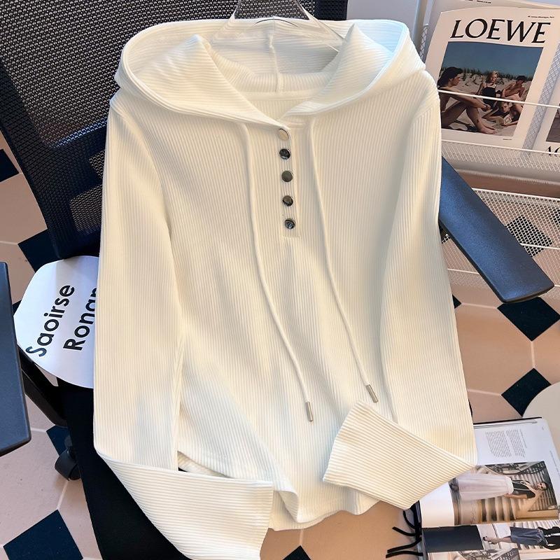 Drawstring hooded sweater women s autumn and winter new fashion knitted long-sleeved temperament slim-fitting bottoming top women S 4770₽