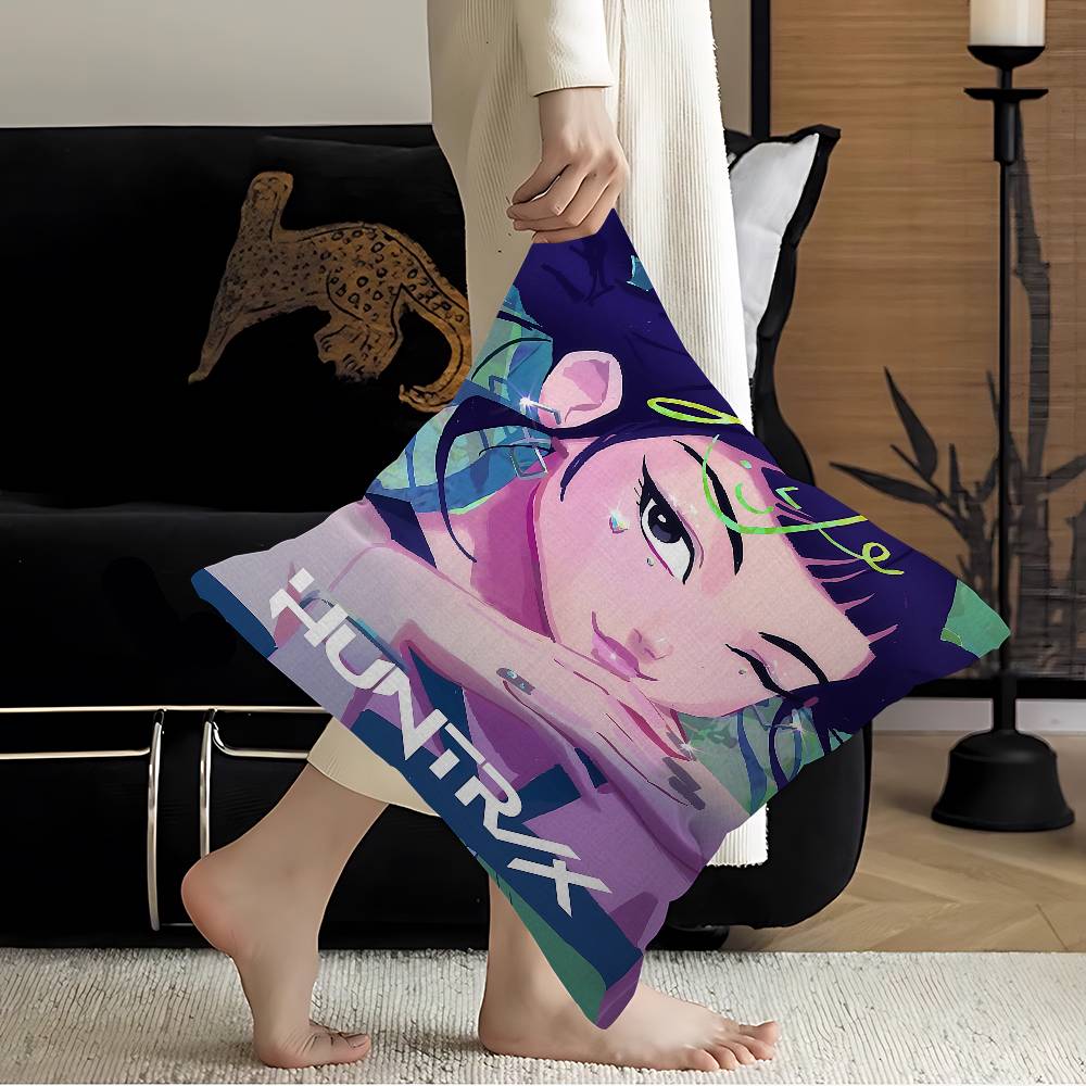 Anime K-Kpop Demon Hunters Pillow Cover Sofa Cushion Cover Home Room Decoration Children Gift