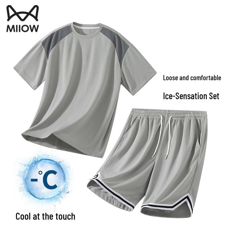 

MiiOW Men s Ice-feel Raglan Sleeve Sportswear Set L