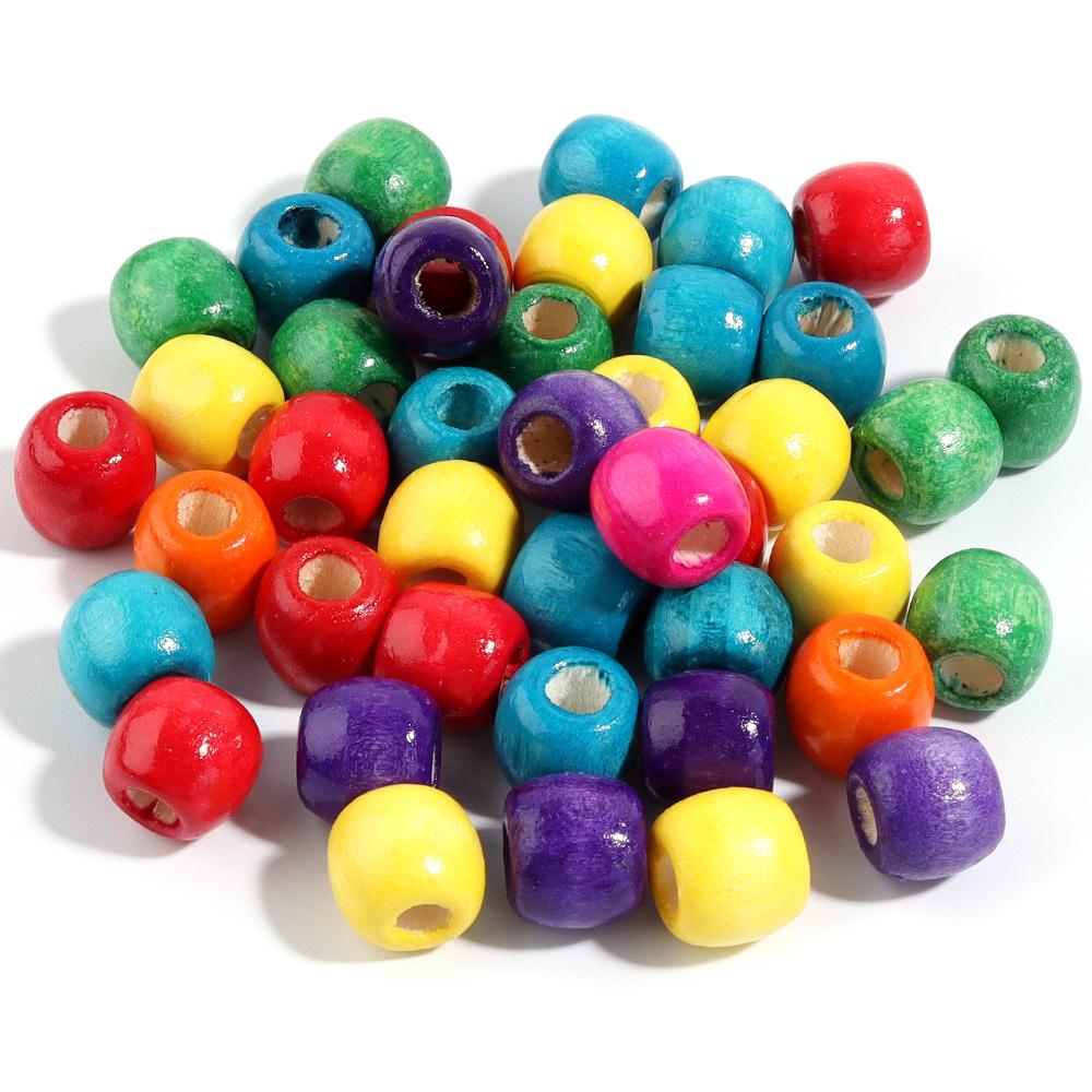 Natural Wooden Beads Colorful Eco-Friendly High Quality Large Hole Loose Beads DIY Handmade Bracelet Necklace Toy Accessories