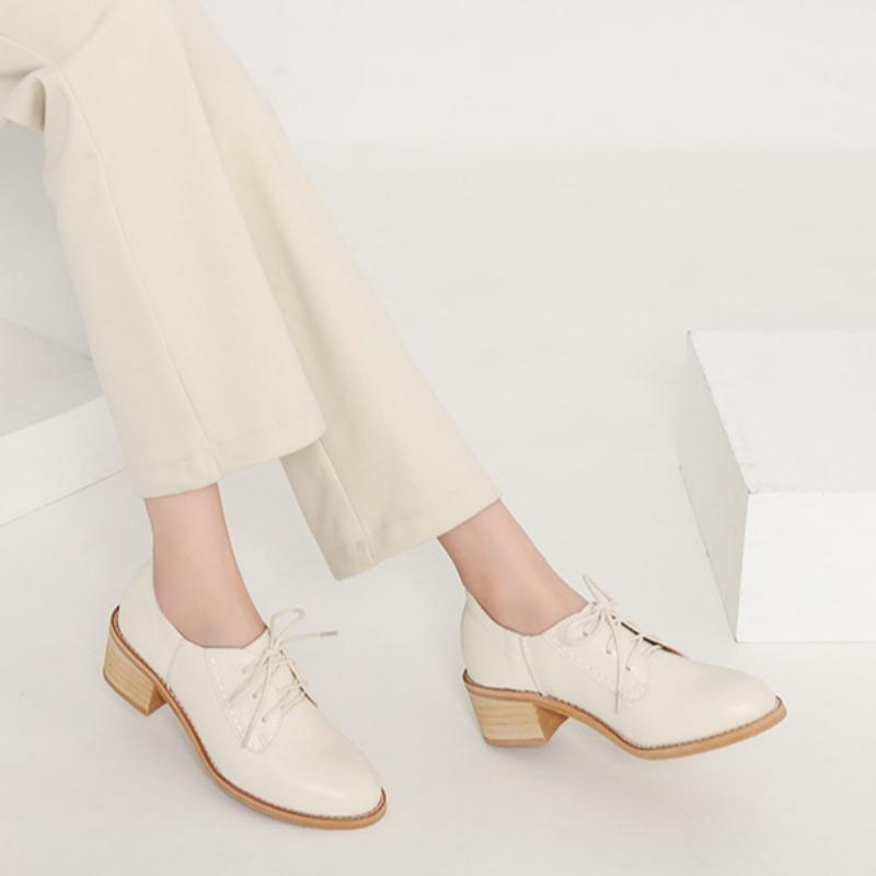 Chunky Heel Retro Leather Shoes British Style High Heel Single Shoes Casual Shoes Fashionable Versatile Women's Shoes