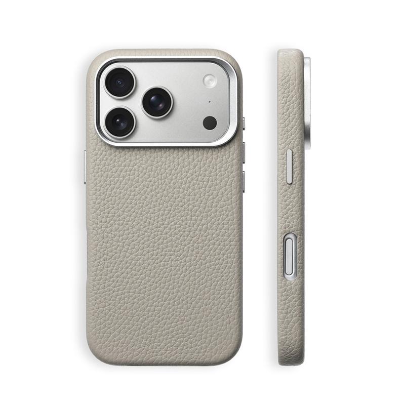 

Electroplated Metal Lens Circle Lychee Texture PU Leather for Magsafe Case for iPhone 17 17Pro 16Pro 17Pro Max Matte Phone Cover For iPhone 17Pro Max