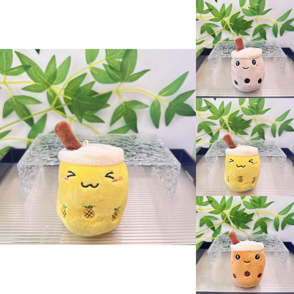 Cute Fruit Bubble Tea Cup Plush Keychain Adorable Cartoon Plush Toy For Kids