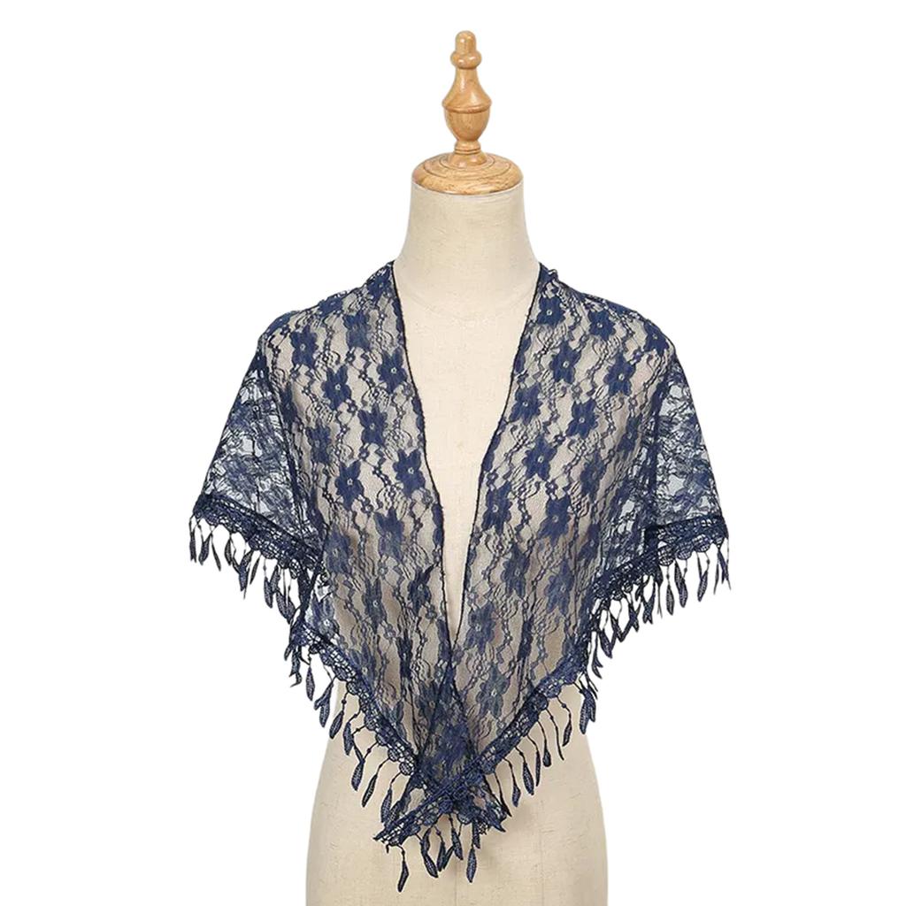 Elegant Lace Shoulder Wrap Triangular Scarf With Tassels And Flower Pattern For Women Great For Weddings And Travel