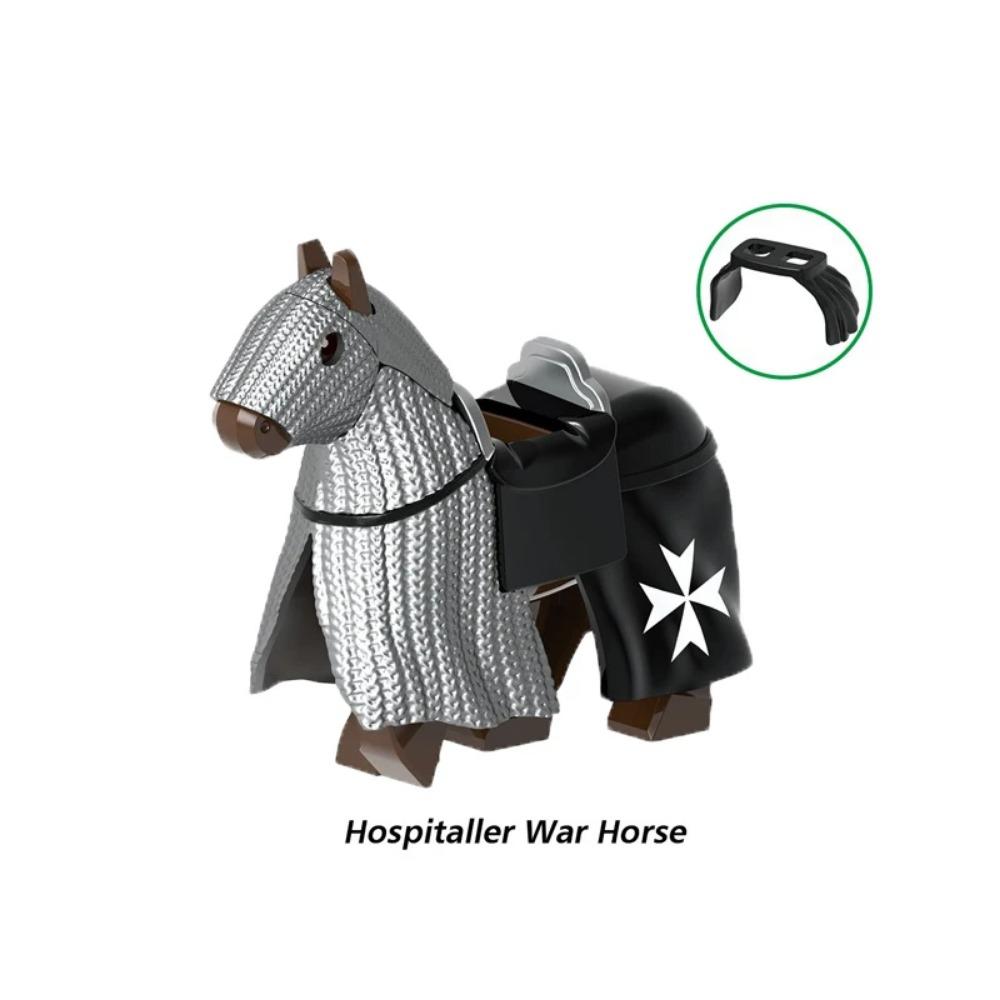 Militära Medeltida Byggklossar Soldatfigurer Riddare Utrustning Djurtillbehör Fäste Rüstning Krigshäst Miniklossar MOC