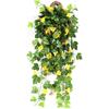 Artificial Vines 2pcs Artificial Morning Glory Trumpet Flower Vine Fake Green Plant Home Garden Wall Fence Outdoor Wedding Hanging Baskets Decor