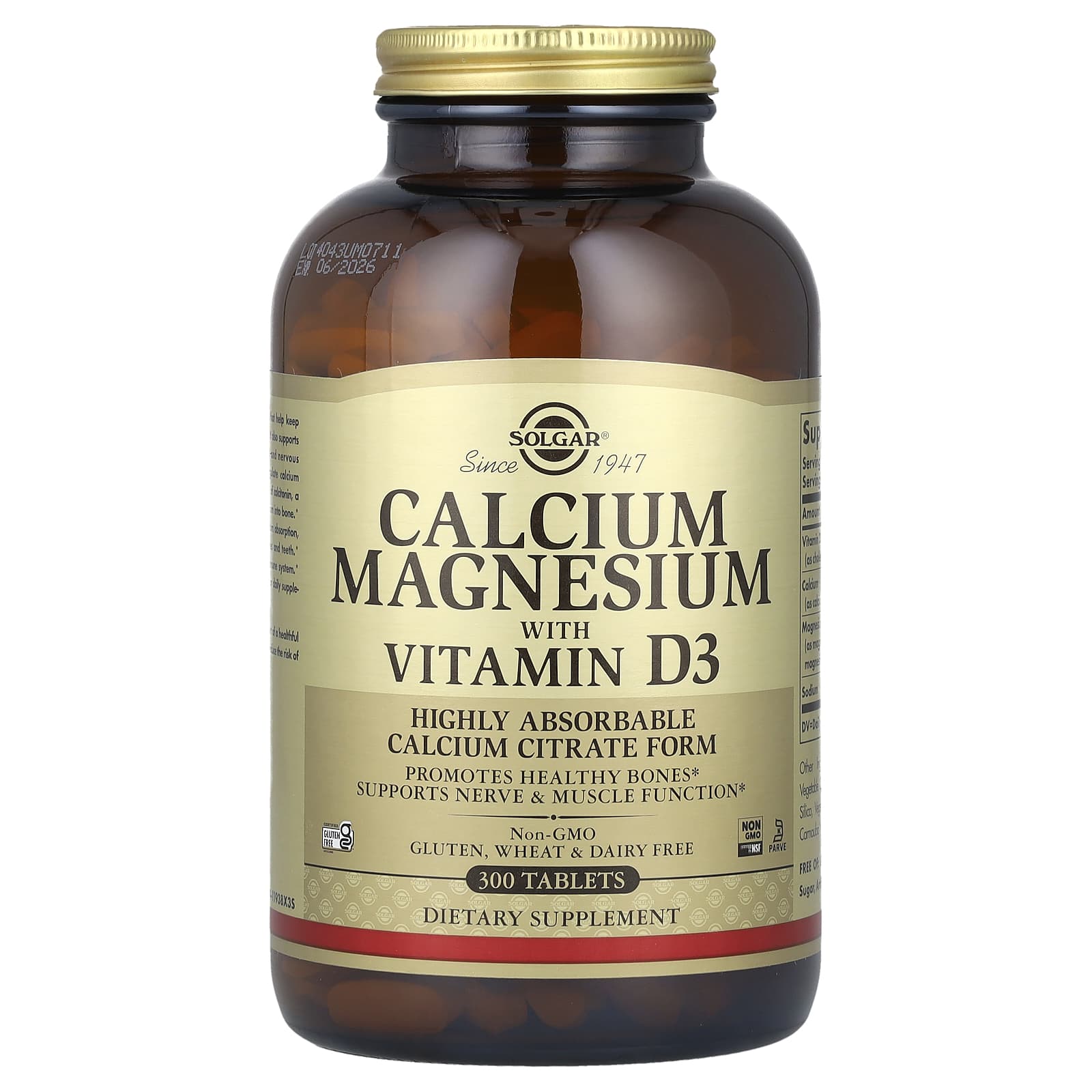 

Contains Calcium Magnesium and Vitamin D3, 300 Tablets