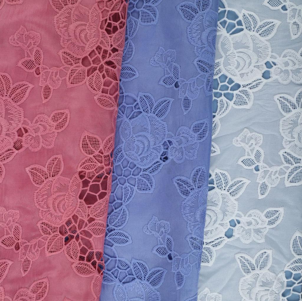 Laser Embroidery Fabric, Chiffon Double Wrinkle Embroidery Hot Cutting Fabric Water Soluble Embroidery