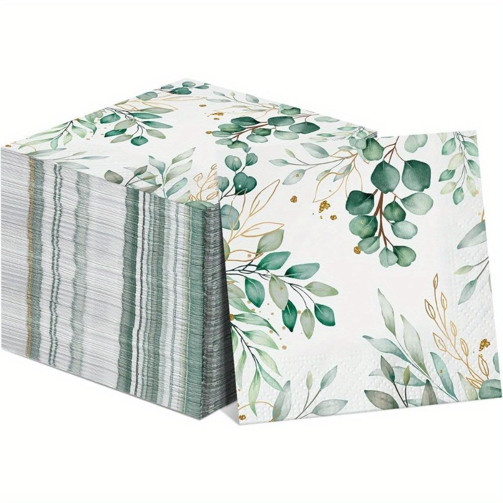

40pcs Green Plant Printed Party Paper Towel Disposable Tissue Eucalyptus Paper Napkins Hotels 40pcs