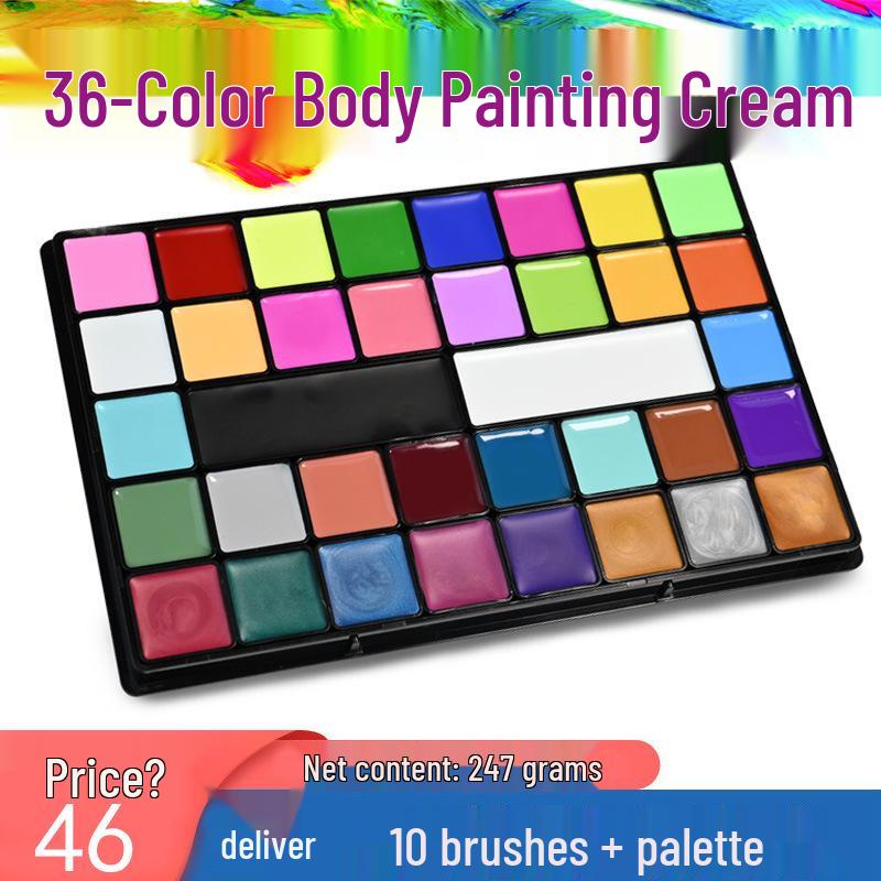 36-Color Face Body Paint Oil for Halloween, Christmas, World Cup, and Stage Makeup 247g Kit стандартной модели