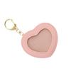 Cute Heart Shape Badge Holder Keychain Anime Pin Pendant PU Leather Display Protector Bag for Students and Collectors