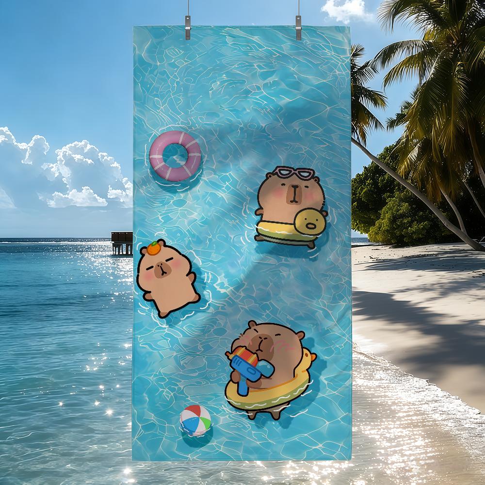 Cartoon Capybara Summer cute Towel Quick Drying Beach Towels Are Suitable For Swimming Pools Camping Yoga And The Gym