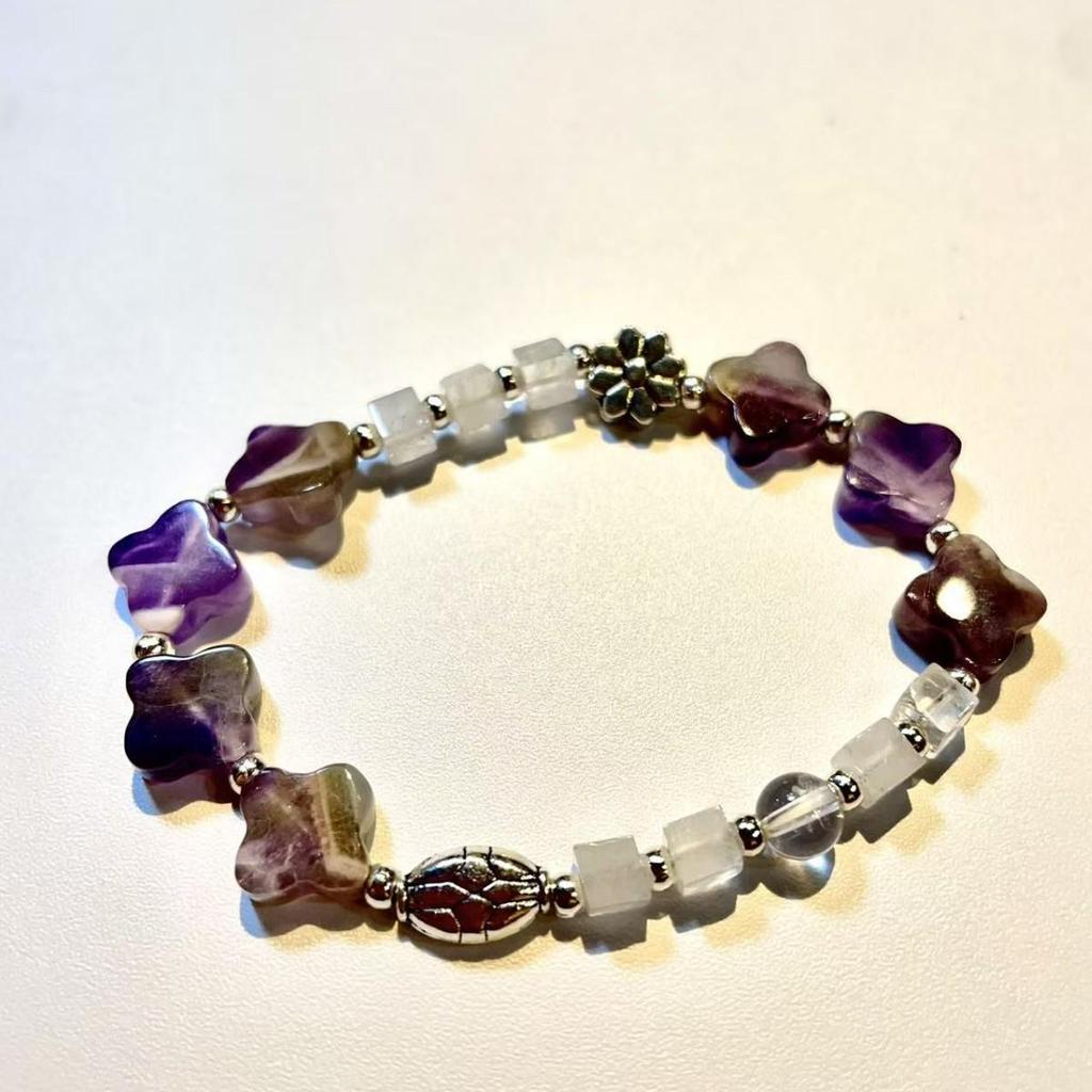 New Natural Energy Pink Crystal Heart Beaded Bracelet - Nine-Tailed Bestie Edition