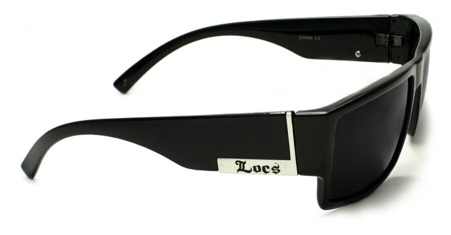 Locs Flat Top Gangster Black and Silver 91026 Men's Sunglasses, Frame,