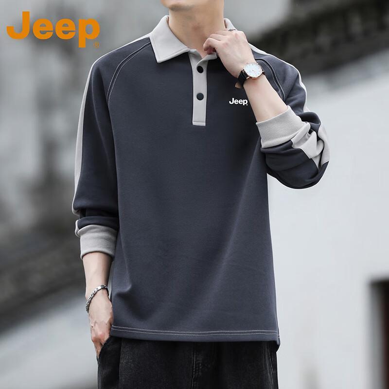 JEEP Men's Color Block Polo Sweatshirt