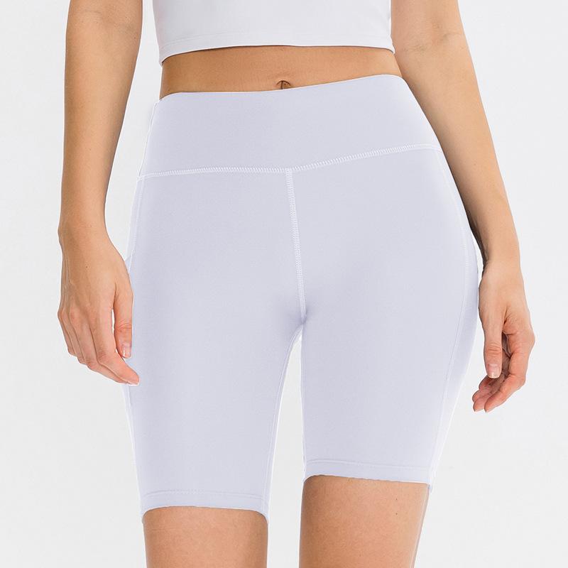

Новые женские шорты для йоги телесного цвета с принтом и карманами, облегающие, эластичные, быстросохнущие, спортивные и фитнес-шорты L белый