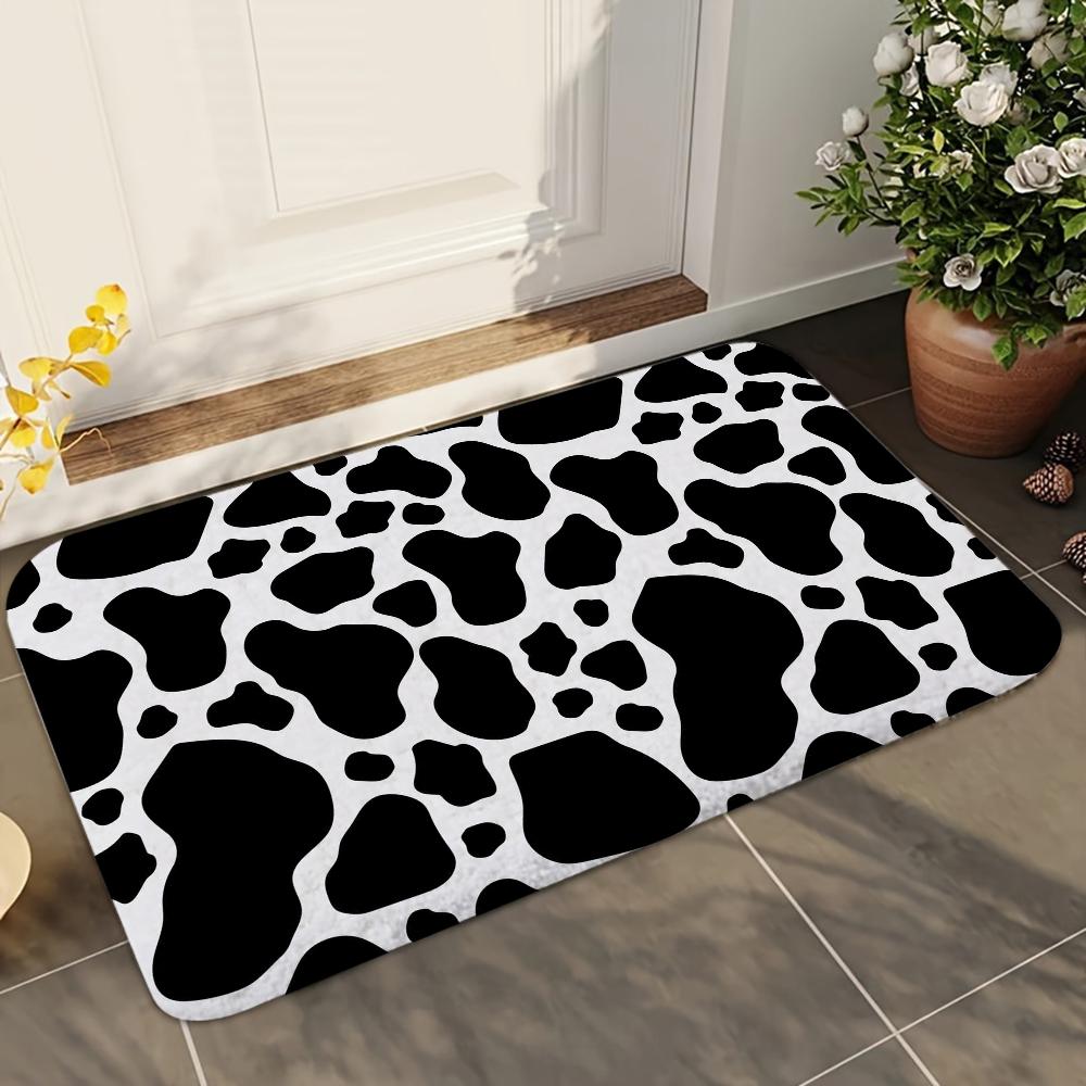 1pc Cow Animal Print Bathroom Absorbent Mats Anti-Slip Mats Home Decor Supplies Carpets Home Kitchen Floor Mats