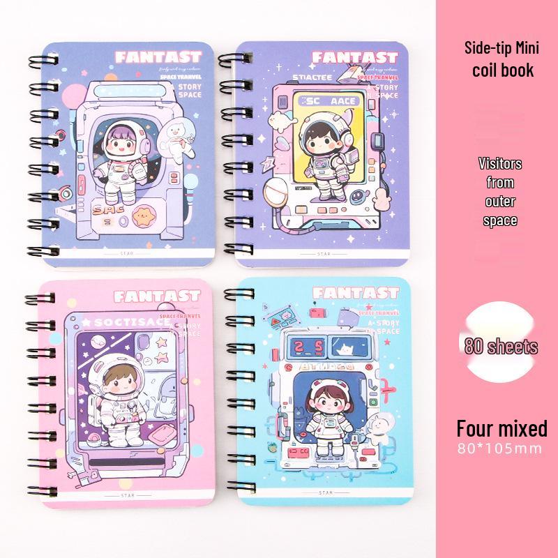 Cute Mini Cartoon Coil Notebook - Portable Pocket-Size Study Journal for Students