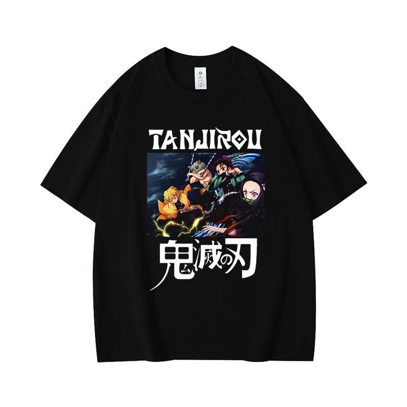 2026 New Demon Slayer Tanjiro Nezuko Pure Cotton Loose Shortsleeved Tshirt for Men and Women